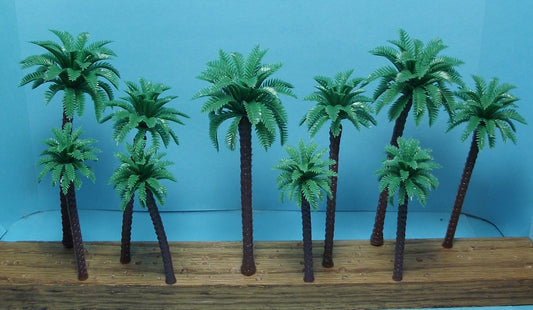 Set of Model Coconut Palm Trees for Multi Scale use 3 1/2" to 4 3/4" 10 pieces Total