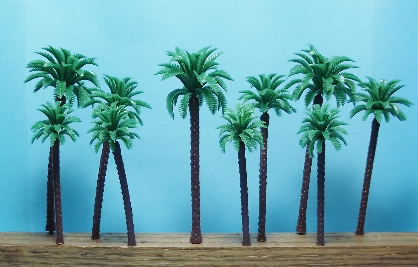 Set of Model Coconut Palm Trees for Multi Scale use 3 1/2" to 4 3/4" 10 pieces Total