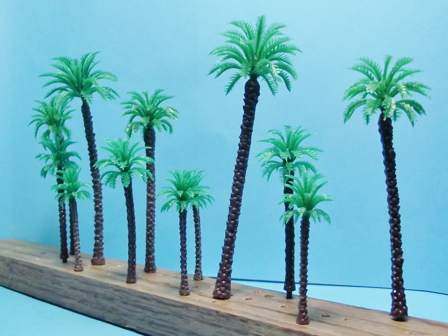 Model Coconut Palm Trees for Multi Scale Use 12 Piece Assortment in 4 Sizes