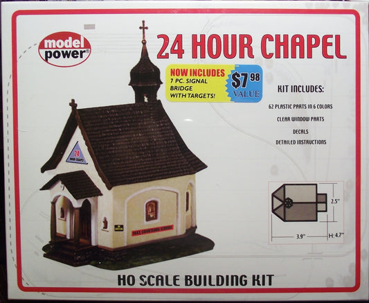 HO Scale 24 Hour Chapel Kit Model Power 298 Molded in 4 Colors Easy to Build