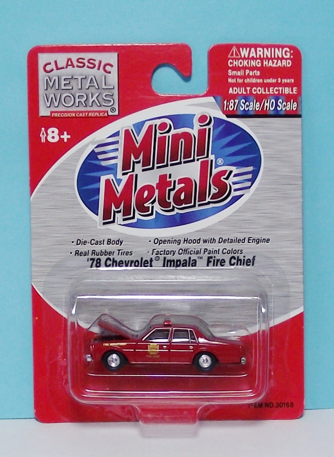 HO Scale Classic Metal Works 30168-1978 Chevrolet Impala Fire Chief Car