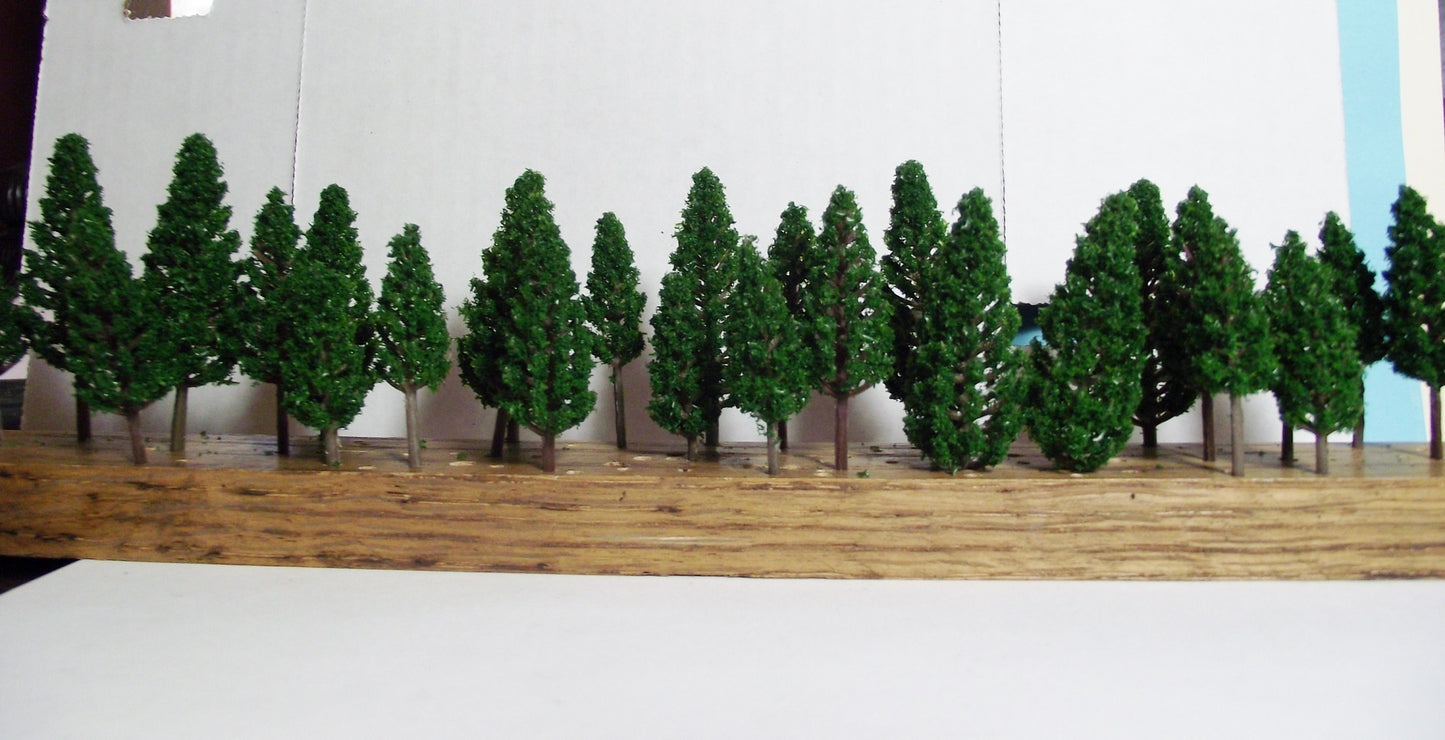 N Scale Dark Green Pine Tree Pack of 30 Pieces Total 10 of Each 1 7/8", 2 1/4", 2 9/16"