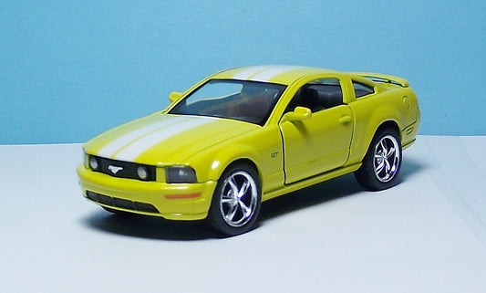 2006 Ford Mustang GT W/Stripes 5" Die Cast w/Pull Back Power & Opening Doors Yellow 41