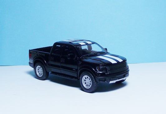 2013 Ford F 150 SVT Raptor W/Stripe 5" Die Cast w/Pull Back Power & Opening Doors Black 45