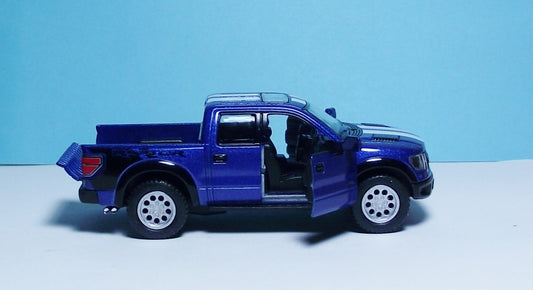 2013 Ford F 150 SVT Raptor W/Stripe 5" Die Cast w/Pull Back Power & Opening Doors Blue 45