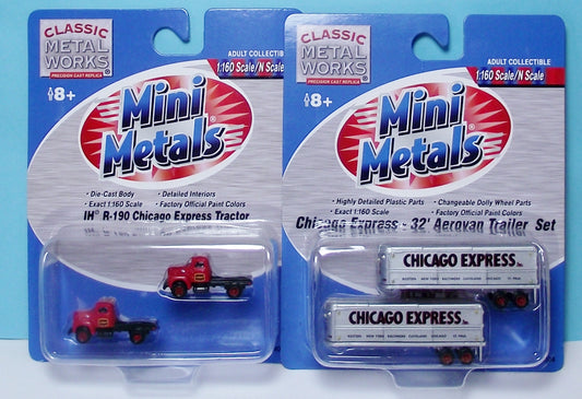 N Scale Classic Metal Works 51104 & 51108 IH R Chicago Express Tractor/32' Aero Van Trailer