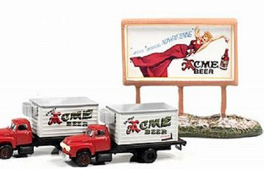 N Scale CMW 60003 '54 Ford Box Truck Acme Beer plus Outdoor Country Billboard
