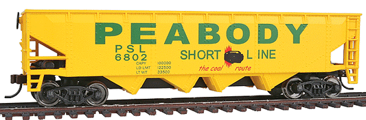 HO Scale Walthers Trainline 931-1658 Offset Hopper Car Peabody Short Line RR #6802