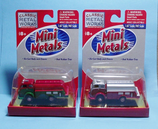 HO Scale Classic Metal Works 1953 White 3000 Fuel Delivery Trucks Set of Two!
