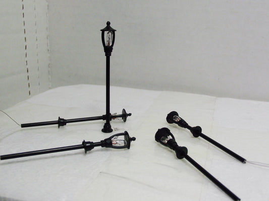 HO Scale Traditional Curved Cast Iron 7 Pc. Yard Light Set W/Diagram 16V